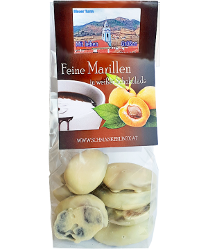 Marillen in weißer Schokolade