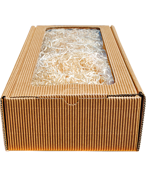 Geschenkkarton braun Sichtfenster (26x16x8 cm)