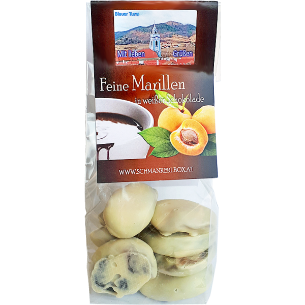 Marillen in weißer Schokolade