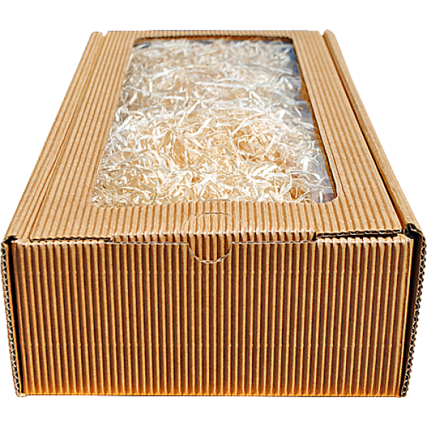 Geschenkkarton braun Sichtfenster (26x16x8 cm)