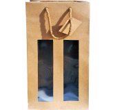 Kordeltasche braun Sichtfenster (38x18x8,8 cm)